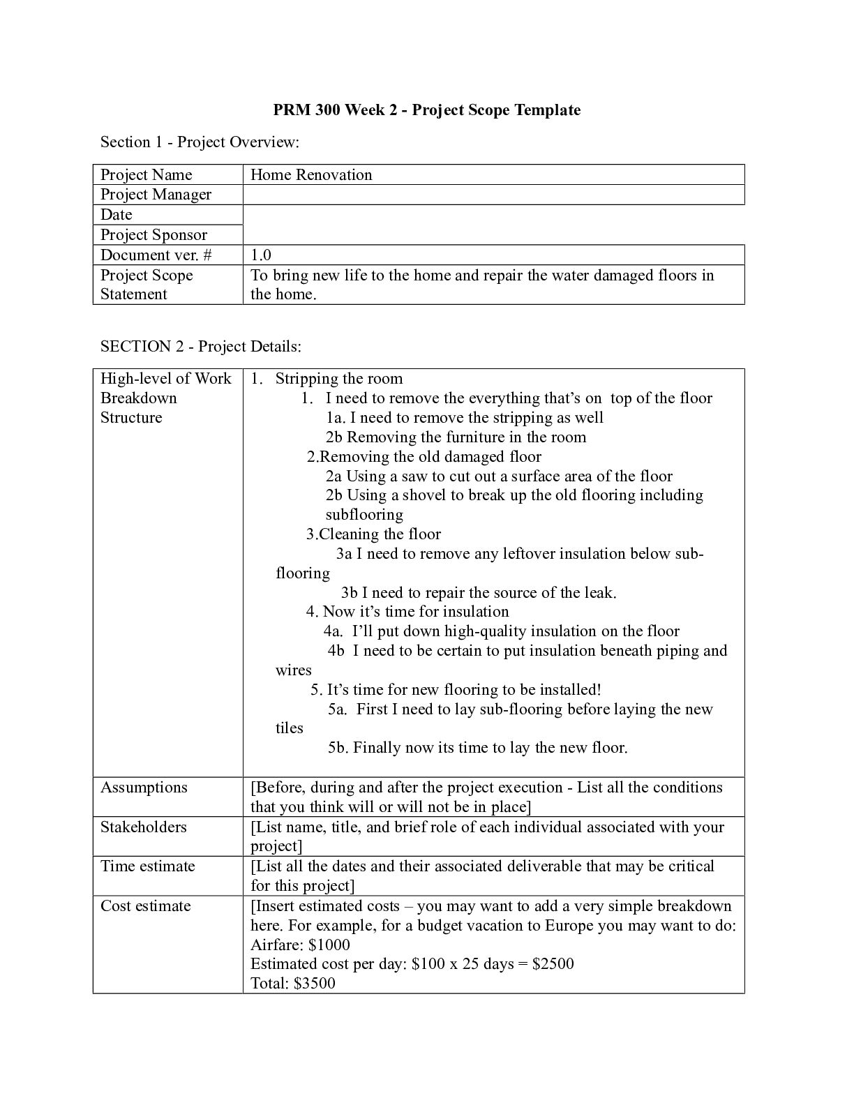 Preview image of PRM 300 Week 2 - Project Scope Template  PRM 300 Week 2 - Project Scope Template  Section document